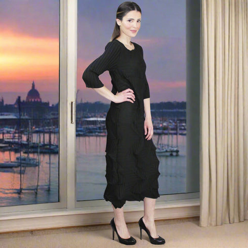 Origami Crinkle Dress - DR770 Black