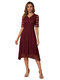 Pleated Midi Dress with Sheer Stripe Sleeves - DR783 Wine