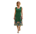 Elegant Floral Print Midi Dress for Women | Black Flower & Green Flower Summer Dress