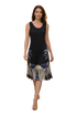 Elegant Floral Print Midi Dress for Women | Black Flower & Green Flower Summer Dress