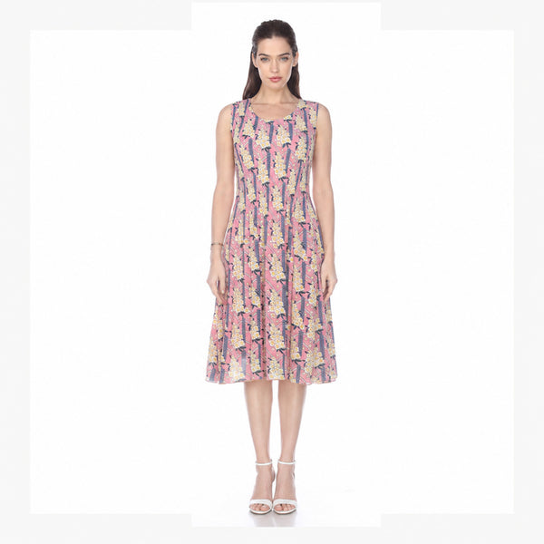 Pink Floral Sleeveless Resort Dress