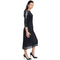 3/4 Sleeve Sheer Scallop Sleeve Crinkle Dress - DR892 Black