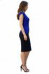 Sleeveless Elegant Two-Tone Blue Pleated Bodycon Dress - DR957