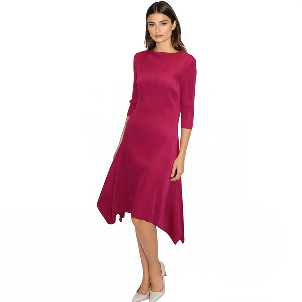 Elegant Asymmetrical Hem Dress - DR927 Red