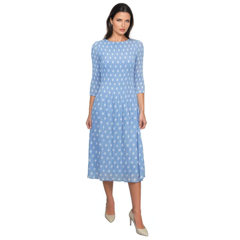 3/4 Sleeve Dot Print Crinkle Dress - DR937LS