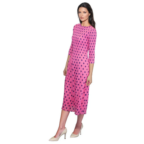 3/4 Sleeve Dot Print Crinkle Dress - DR937LS