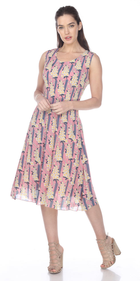 Flash Sale : Sleeveless Floral Print Crinkle Dress