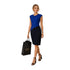 Sleeveless Elegant Two-Tone Blue Pleated Bodycon Dress - DR957