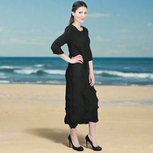 Origami Crinkle Dress - DR770 Black
