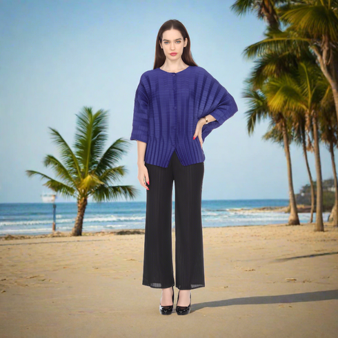 3/4 Sleeve ZigZag Jacket - JK1018 Sapphire