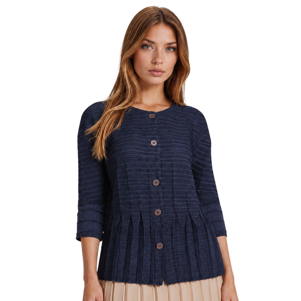 3/4 Sleeve ZigZag Jacket - JK1018 Sapphire