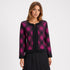 Chic Argyle Pleated Cropped Jacket – Modern Black & Grey Lightweight Cardigan
