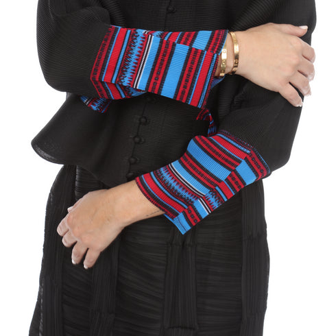 Sleeve Detail Pleated Button Jacket - JK1153 Black