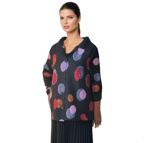 Easy Travel Dot Pleated Jacket - JK1206 Black