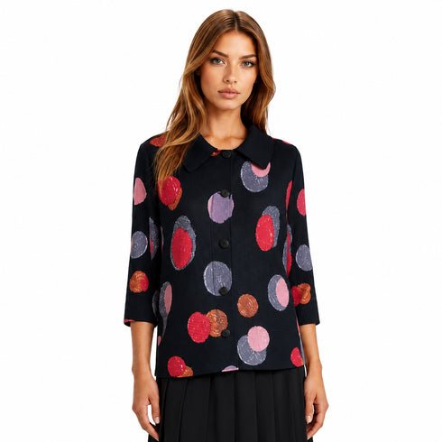 Black Multi Dot Pleated Jacket