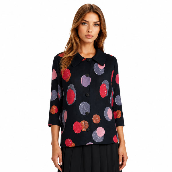 Black Multi Dot Pleated Jacket