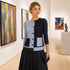 Modern Color Block Pleated Jacket with Black Midi Skirt Set