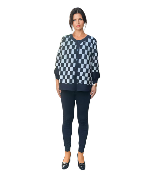 Buttoned Check Pleated Jacket - JK1235