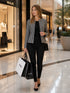 Classic Black & White Houndstooth Cropped Jacket – Elegant Tailored Blazer