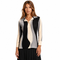 Modern Colorblock Button-Up Top – Black, Grey & Ivory Lightweight Blouse