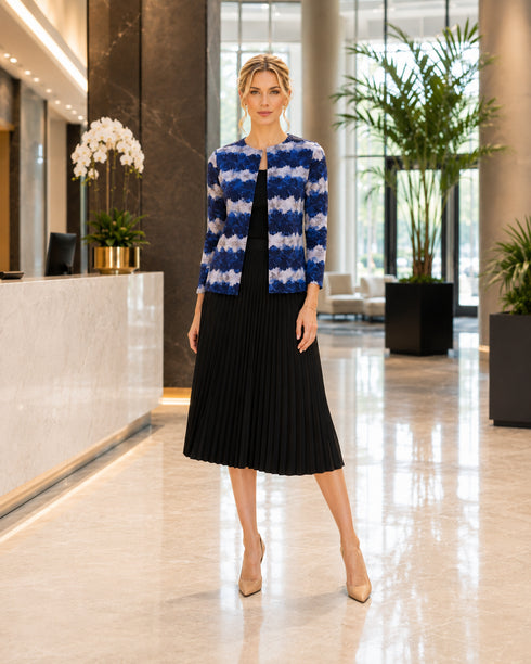 Midnight Bloom Pleated Print Jacket