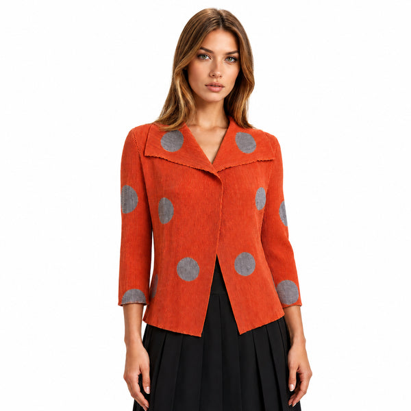 Rust Orange Dot Pleated Jacket