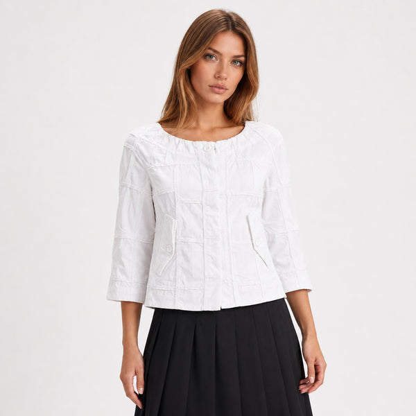 Ivory Textured Patchwork Jacket