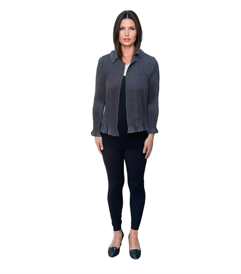 Elegant Royal Blue Knit Jacket for Women, Lightweight Dress Jacket with Ruffle Hem