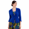 Elegant Royal Blue Knit Jacket for Women, Lightweight Dress Jacket with Ruffle Hem