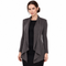 Grey Draped Business Jacket – Elegant Women's Office Cardigan Blazer