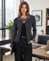 Rosette Detail Textured Jacket, Elegant Black & Silver Evening Layer