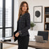 Rosette Detail Textured Jacket, Elegant Black & Silver Evening Layer