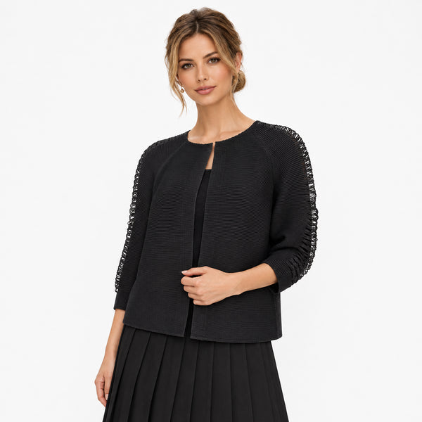 Sliced Puff Sleeve Crinkle Jacket