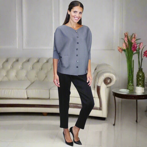 Button Front Crinkle Jacket - JK782