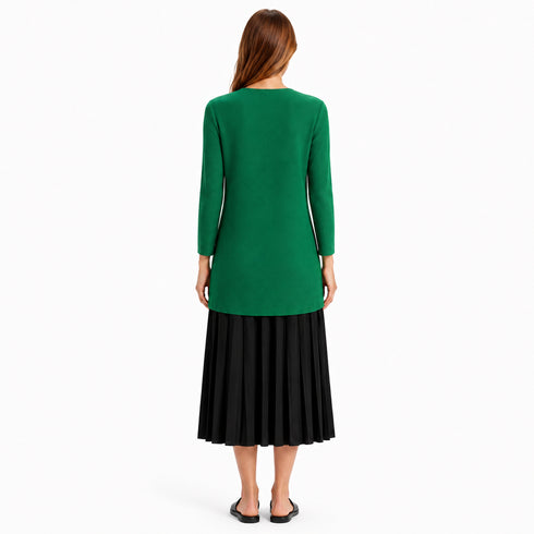 Solid Pleated Button Jacket, Grey & Green