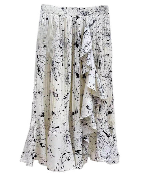 Ruffle Pleated Skirt - SK1120 White