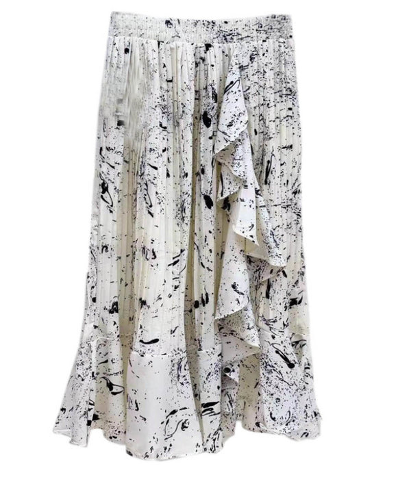 Ruffle Pleated Skirt - SK1120 White