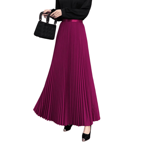 High-Waisted Pleated Maxi Skirt - SK1525