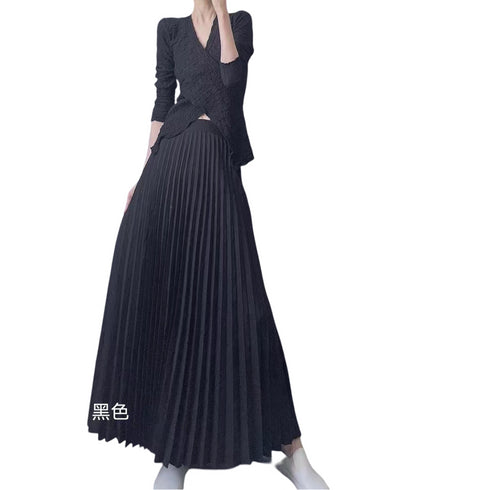 High-Waisted Pleated Maxi Skirt - SK1525