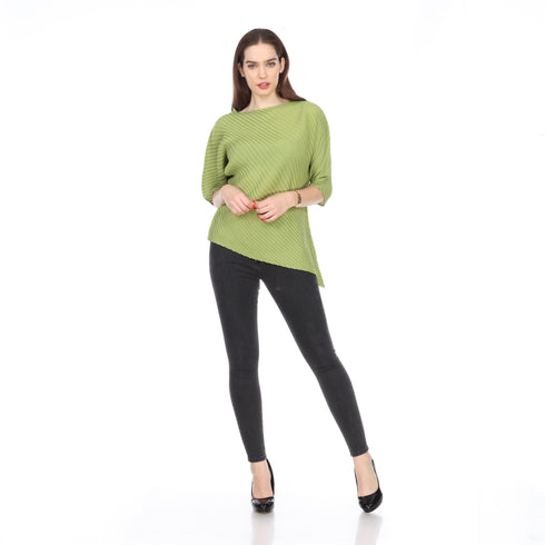 Asymmetrical Pleated Boatneck Top – T1002