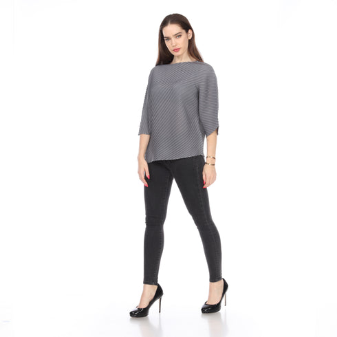 Asymmetrical Pleated Boatneck Top – T1002