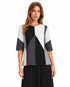 Pleated Geometric Colorblock Top – Black Multi / Yellow Multi