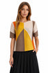 Pleated Geometric Colorblock Top – Black Multi / Yellow Multi
