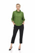 Elegant Pleated Green Cowl Neck Top, Relaxed Fit Chic Knit Blouse