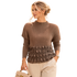 Elegant Pleated Textured Taupe Top, Ruffle Detail Chic Blouse