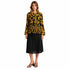 Elegant Pleated Floral Bell Sleeve Top – Black & Gold Lightweight Blouse