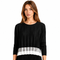Black Pleated Top with Contrast Hem – Chic Lightweight Blouse for Work & City Style