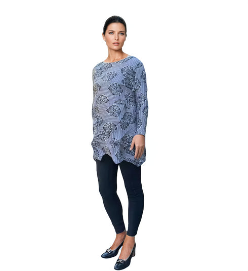 Floral Burst Pleated Tunic Top - T1208