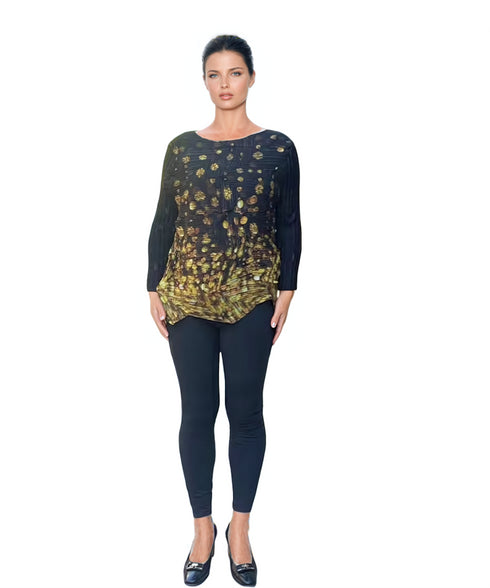 Floral Burst Pleated Tunic Top - T1208