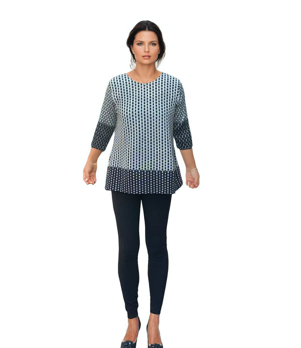 3/4 Sleeve Two Tone Top - T1325